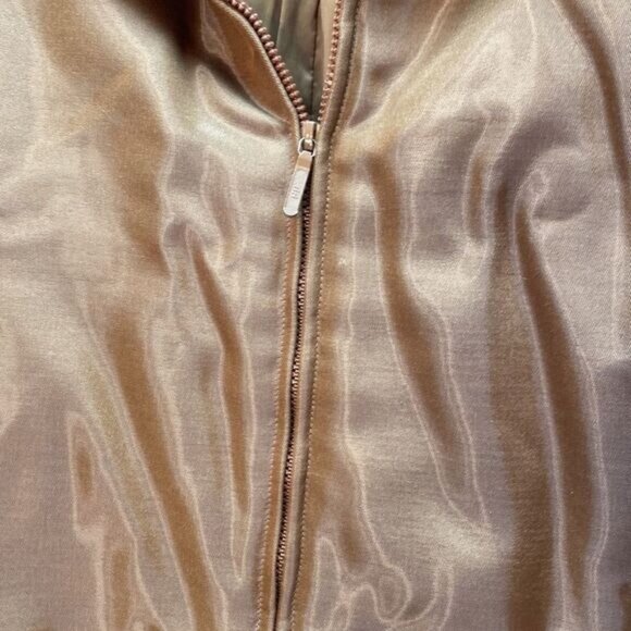 Etcetera Womens Brown Jacket W/Faux Fur Cuffs Size 12 Viscose Blend Zip Closure - Picture 4 of 9